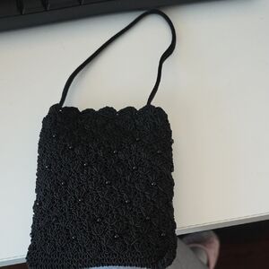 OLD NAVY Crochet Elegant Black Handbag With Card Holder